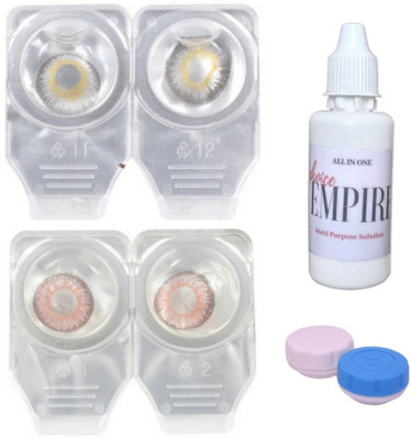 

Choice Empire 2 Pair Zero Power Monthly Contact Lens With Solution - Gark Grey-Pink Color Lens Monthly Contact Lens(0 dioptres, Dark Grey, Pink, Pack of 4)