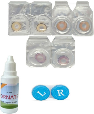 

ORNATE 3 Pair ( Hazel, Honey, Voilet ) Zero Power Monthly Contact Lens Monthly Contact Lens(0, Multicolor, Pack of 3)