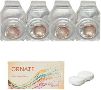 

ORNATE Brown Colored Contact Lens 2 Pair with case (0 Power) Monthly Contact Lens(0, Brown, Pack of 3)