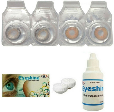 

Eyeshine Grey And Honey Color Contact Lens 2 Pair With Case And Solution(0 Power) Monthly Contact Lens(0, GREY, HONEY, Pack of 4)