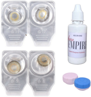 

Choice Empire 2 Pair Zero Power Monthly Contact Lens With Solution - Gark Grey-Gold Color Lens Monthly Contact Lens(0 dioptres, Dark Grey, Gold, Pack of 4)
