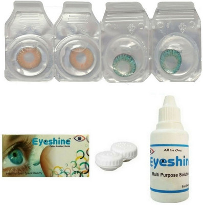 

Eyeshine Honey And Turquoise Color Contact Lens 2 Pair With Case And Solution(0 Power) Monthly Contact Lens(0, HONEY, TURQUOISE, Pack of 4)