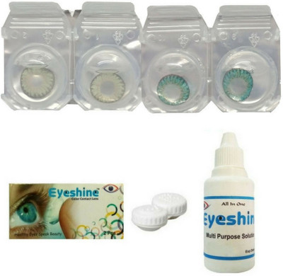 

Eyeshine Green And Turquoise Color Contact Lens 2 Pair With Case And Solution(0 Power) Monthly Contact Lens(0, GREEN, TURQUOISE, Pack of 4)