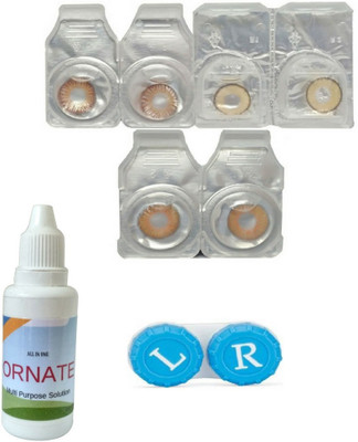 

ORNATE 3 Pair ( Brown, Hazel, Honey ) Zero Power Monthly Contact Lens Monthly Contact Lens(0, Multicolor, Pack of 3)