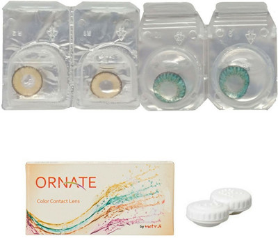 

ORNATE Hazel & Turquoise Colored Contact Lens 2 Pair with case (0 Power) Monthly Contact Lens(0, Hazel, Turquoise, Pack of 3)