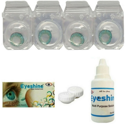 

Eyeshine Turquoise Color Contact Lens 2 Pair With Case And Solution(0 Power) Monthly Contact Lens(0, TURQUOISE, Pack of 4)