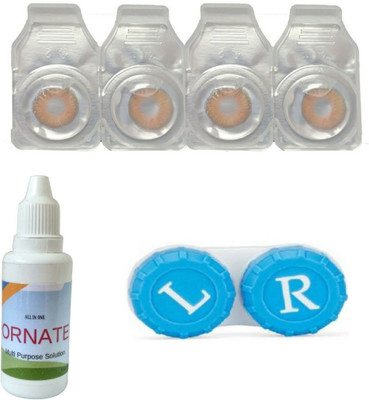 

ORNATE Honey Colored Contact Lens 2 Pair with case and solution (0 Power) Monthly Contact Lens(0, Honey, Pack of 3)