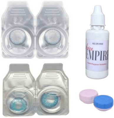 

Choice Empire 2 Pair Zero Power Monthly Contact Lens With Solution - Blue-Ture Spayer Color Lens Monthly Contact Lens(0 dioptres, Blue, Ture Spaker, Pack of 4)