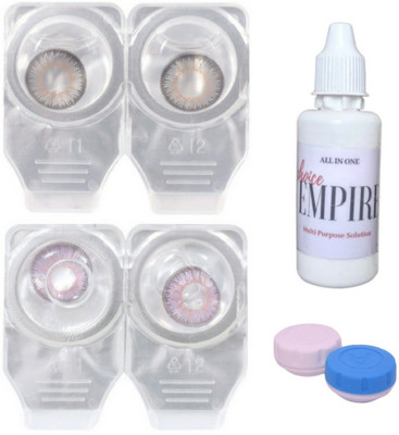 

Choice Empire 2 Pair Zero Power Monthly Contact Lens With Solution - Grey - Voilet Color Lens Monthly Contact Lens(0 dioptres, Grey, Voilet, Pack of 4)