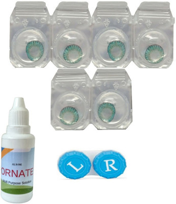

ORNATE 3 Pair ( Turquoise ) Zero Power Monthly Contact Lens Monthly Contact Lens(0, Multicolor, Pack of 3)