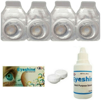 

Eyeshine Grey Color Contact Lens 2 Pair With Case And Solution(0 Power) Monthly Contact Lens(0, GREY, Pack of 4)