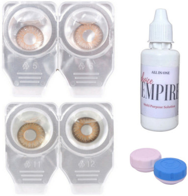 

Choice Empire 2 Pair Zero Power Monthly Contact Lens With Solution - Brown-Hazzle Color Lens Monthly Contact Lens(0 dioptres, Brown, Hazzle, Pack of 4)