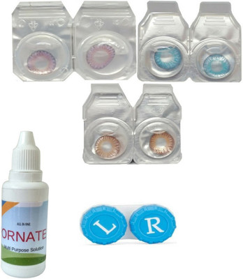 

ORNATE 3 Pair ( Voilet, Blue, Brown ) Zero Power Monthly Contact Lens Monthly Contact Lens(0, Multicolor, Pack of 3)