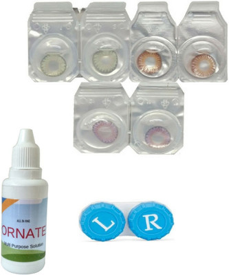 

ORNATE 3 Pair ( Green, Brown, Turquoise ) Zero Power Monthly Contact Lens Monthly Contact Lens(0, Multicolor, Pack of 3)