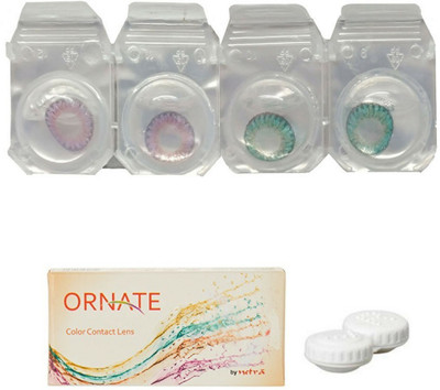 

ORNATE Voilet & Turquoise Colored Contact Lens 2 Pair with case (0 Power) Monthly Contact Lens(0, Violet, Turquoise, Pack of 3)