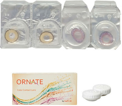 

ORNATE Hazel & Voilet Colored Contact Lens 2 Pair with case (0 Power) Monthly Contact Lens(0, Hazel, Voilet, Pack of 3)