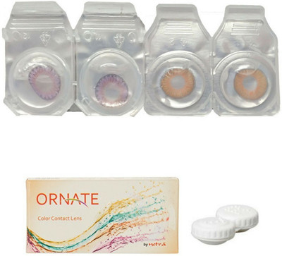 

ORNATE Voilet & Honey Colored Contact Lens 2 Pair with case (0 Power) Monthly Contact Lens(0, Violet, Honey, Pack of 3)