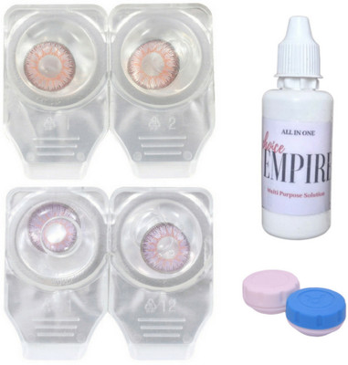 

Choice Empire 2 Pair Zero Power Monthly Contact Lens With Solution - Pink - Voilet Color Lens Monthly Contact Lens(0 dioptres, Pink, Voilet, Pack of 4)