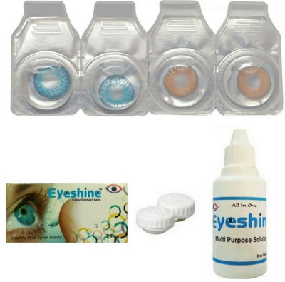

Eyeshine Blue And Honey Color Contact Lens 2 Pair With Case And Solution(0 Power) Monthly Contact Lens(0, BLUE, HONEY, Pack of 4)