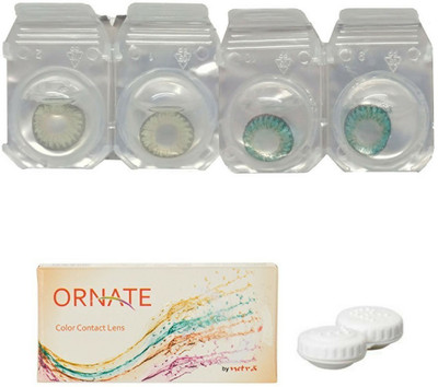 

ORNATE Green & Turquoise Colored Contact Lens 2 Pair with case (0 Power) Monthly Contact Lens(0, Green, Turquoise, Pack of 3)