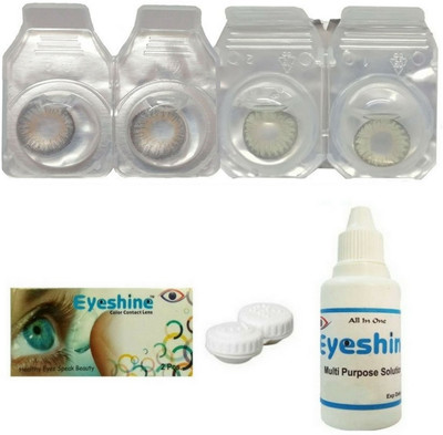

Eyeshine Grey And Green Color Contact Lens 2 Pair With Case And Solution(0 Power) Monthly Contact Lens(0, GREY, GREEN, Pack of 4)