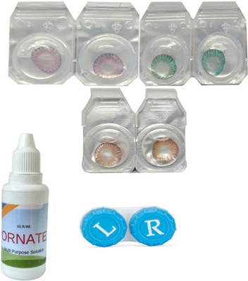 

ORNATE 3 Pair ( Voilet, Turquoise, Brown ) Zero Power Monthly Contact Lens Monthly Contact Lens(0, Multicolor, Pack of 3)