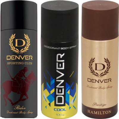 

Denver RIDER/DENV/PRESTAGE Body Spray - For Men(495 ml, Pack of 3)