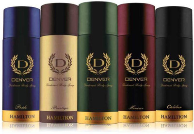 

Denver PRIDE/PRESTAGE/HAMILTON/ROYALOUD/CALIBER Body Spray - For Men(825 ml, Pack of 5)