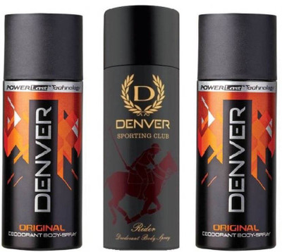 

Denver ORIGENALLL/RIDER Body Spray - For Men(495 ml, Pack of 3)