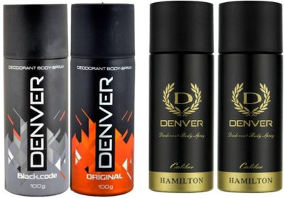 

Denver CALIBER/DEN Body Spray - For Men(825 ml, Pack of 4)