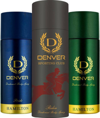 

Denver PRIDE,PRESTAGE, HAMILTON Body Spray - For Men(495 ml, Pack of 3)