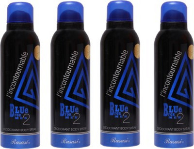 

Rasasi Blue for Men I'incontournable (PACK OF 4) Body Spray - For Men(800 ml, Pack of 4)