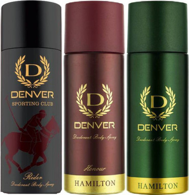 

Denver RIDER/HONOUR/HAMILTON Body Spray - For Men(495 ml, Pack of 3)