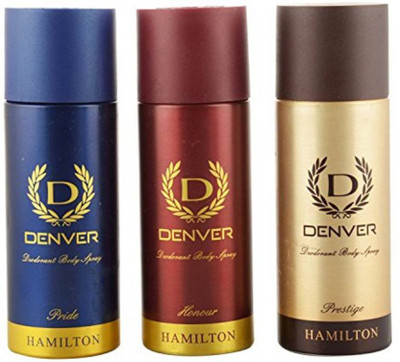 

Denver PRIDE/HONOUR/PRESTAGE Body Spray - For Men(495 ml, Pack of 3)