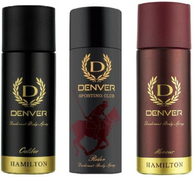 

Denver CALIBER/RIDER/HONOUR Body Spray - For Men(495 ml, Pack of 3)
