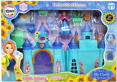 

Toyshine Castle Doll House with Accessories - Musical Dollhouse, Blue(Multicolor)