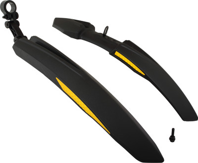 Dark Horse Bicycle Atom Mudguard with Reflective Tape, Black-Yellow Clip-on Front & Rear Fender(Yellow)
