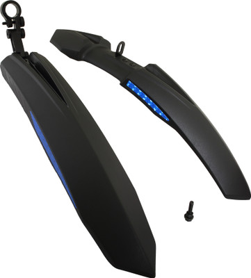 Dark Horse Bicycle Atom Mudguard with Reflective Tape, Black-Blue Clip-on Front & Rear Fender(Blue)
