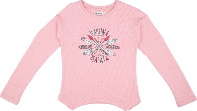 Palm Tree Girls Casual Cotton Lycra Blend Knit Top(Pink, Pack of 1)