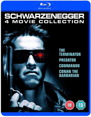 

Arnold Schwarzenegger 4 Movies Collection: The Terminator + Predator + Commando + Conan the Barbarian (4-Disc Box Set) (Fully Packaged Import)(Blu-ray English)