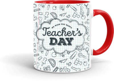 MUGKIN T199 RED-Best Gift For Teacher, Teachers' Day Special Printed, for teacher 43564R725007 Ceramic Coffee Mug(350 ml)