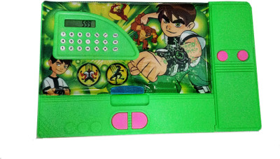 

Art Box calculator Super boy print, Calculator contained, Jumbo size, for boys Art Plastic Pencil Box(Set of 1, Green)