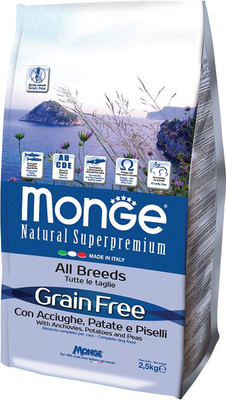 

all4pets Monge Grain Free All Breeds with Anchovies, Potatoes and Peas 2.5 Kg 2.5 kg Dry Dog Food