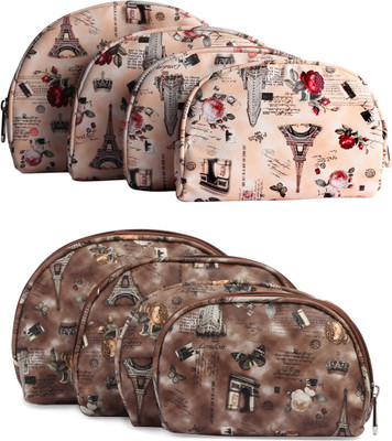

MPK PERFECT 4 in 1 set Multipurpose Pouch Organizer Hand Bag Travel Kit - Set of 2 (Peach & Brown) Pouch(Brown)