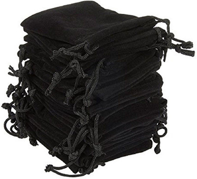 

SYGA 100 Black Velvet Cloth Jewellery Pouches/Drawstring Bags for Jewellery Gift (Black) Pouch(Black)