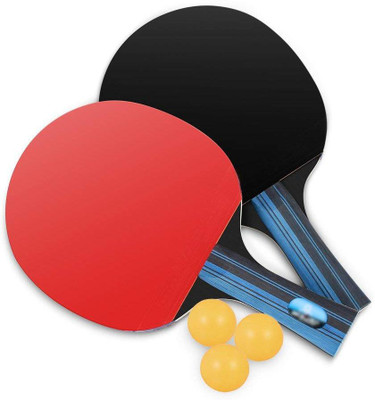 

QUINERGYS ™ Ping Pong Table Tennis Racket Paddle Bat 4 Star Shakehand Long Handle Double Pimples-in Bat 4002 with Rubber Protector Table Tennis Kit