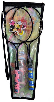 

vipson Double Shaft Rod Light Weight Badminton Racquet set of 2 For Kids 3 To 8 Years Multicolor Strung Badminton Racquet(S3 - Small, 350 g)