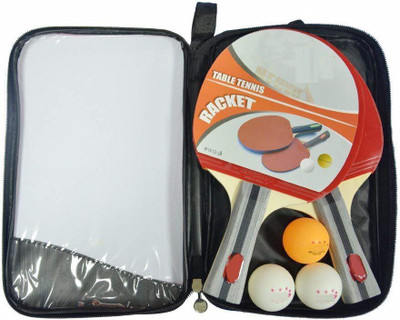 

QUINERGYS Table Tennis Racket Ping Pong Paddle 5-lay Poplar Wood Sticky Rubber Elastic Sponge Double bats ping pong set with Three 3-Star Balls Table Tennis Kit