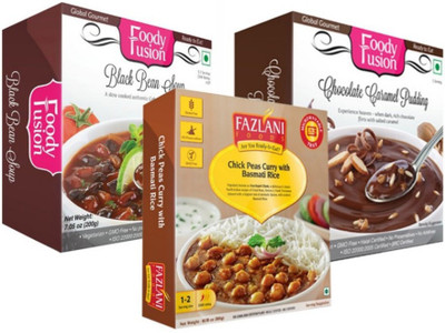 

Fazlani Foods Ready to Eat Black Bean Soup + Chick Peas Curry with Basmati Rice + Chocolate Caramel Pudding 700 g