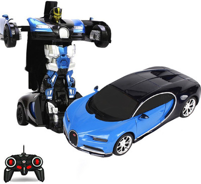 

IndusBay 1:18 Remote control Optimus Prime Transformers Bugatti Car with One Deformation to Robot and back …(Blue)